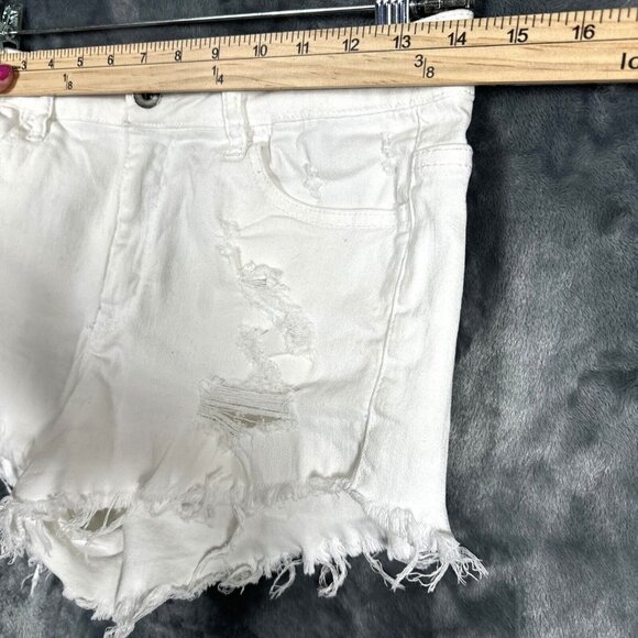 Klique B Denim Shorts Girls Distressed White Size Medium Light Wash Stretch - Picture 6 of 10